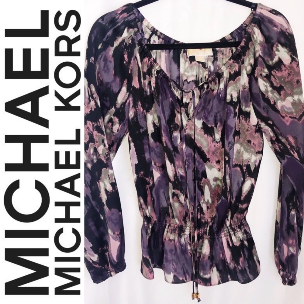 S | MICHAEL KORS | Purple/Grey Blouse with Strings